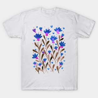 Forget me not flowers - blue and pink T-Shirt